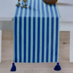 Nautical Coastal Fisherman Blue Stripe Reversible Table Runner 13x72 100% Cotton